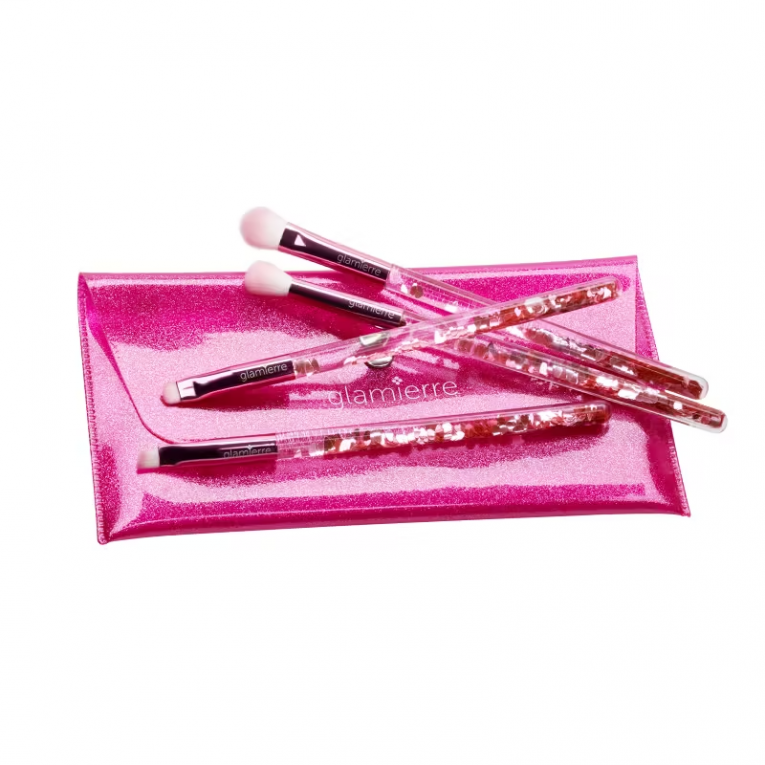 Main FG HNB TOSET01 G02 Glamierre 4 Piece Eye Brush Set With Glitter Pouch